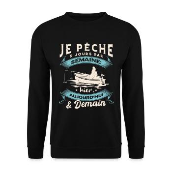 Drôle Pêcheur Humour Pêche - Sweat-shirt Unisexe - noir - Devant - Alina (178cm) & Michal (187cm)