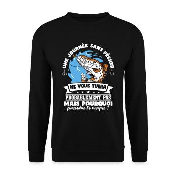 Pecheur Humour Poisson - Sweat-shirt Unisexe - noir - Devant - Alina (178cm) & Michal (187cm)