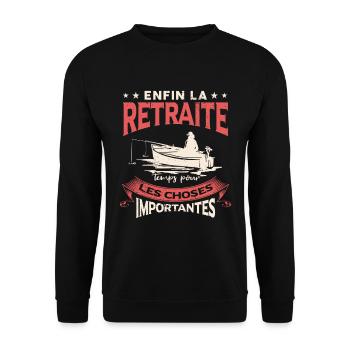 Humour Pêche Retraite Pêcheur - Sweat-shirt Unisexe - noir - Devant - Alina (178cm) & Michal (187cm)