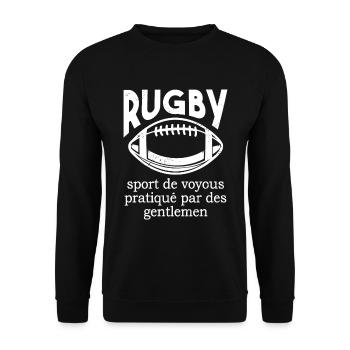 Rugby Homme Humour Rugbyman - Sweat-shirt Unisexe - noir - Devant - Alina (178cm) & Michal (187cm)