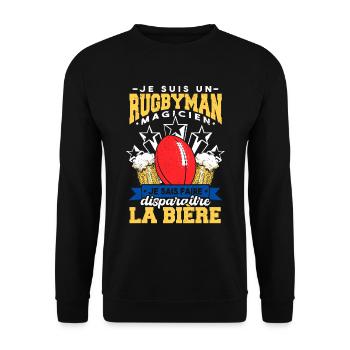 I am a rugby magician - Unisex Sweatshirt - black - Front - Alina (178cm) & Michal (187cm)