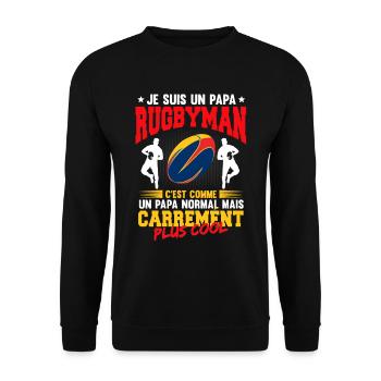 Je Suis Un Papa Rugbyman - Sweat-shirt Unisexe - noir - Devant - Alina (178cm) & Michal (187cm)