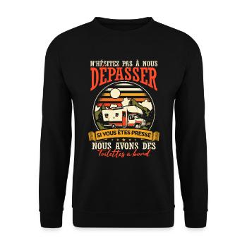 Cadeaux Camping-Car Camping - Sweat-shirt Unisexe - noir - Devant - Alina (178cm) & Michal (187cm)