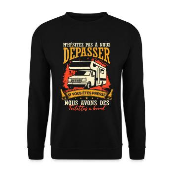 Drôle Camping-Car Humour - Sweat-shirt Unisexe - noir - Devant - Alina (178cm) & Michal (187cm)