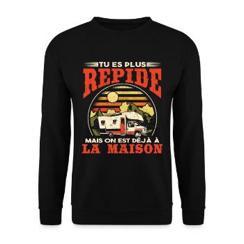 Drôle Campeur Camping Cadeau - Sweat-shirt Unisexe - noir - Devant - Alina (178cm) & Michal (187cm)