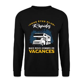 Camping-Car Slogan - Sweat-shirt Unisexe - noir - Devant - Alina (178cm) & Michal (187cm)