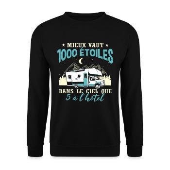 Camping Humour Campeur Camping-Car - Sweat-shirt Unisexe - noir - Devant - Alina (178cm) & Michal (187cm)