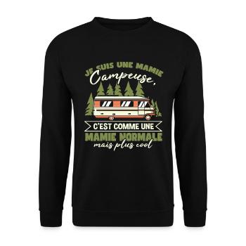 Je Suis Un Mamie Campeuse - Sweat-shirt Unisexe - noir - Devant - Alina (178cm) & Michal (187cm)