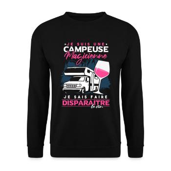Je Suis Une Campeuse Magicienne - Sweat-shirt Unisexe - noir - Devant - Alina (178cm) & Michal (187cm)