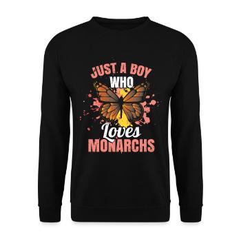 Kinder Monarchfalter - Unisex Pullover - Schwarz - Vorne - Alina (178cm) & Michal (187cm)