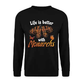 Monach Schmetterling Design - Unisex Pullover - Schwarz - Vorne - Alina (178cm) & Michal (187cm)