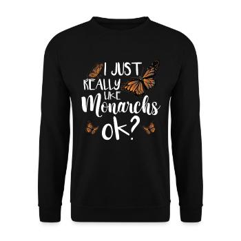 J’aime vraiment les monarques - Sweat-shirt Unisexe - noir - Devant - Alina (178cm) & Michal (187cm)