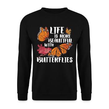Monarque papillon - Sweat-shirt Unisexe - noir - Devant - Alina (178cm) & Michal (187cm)