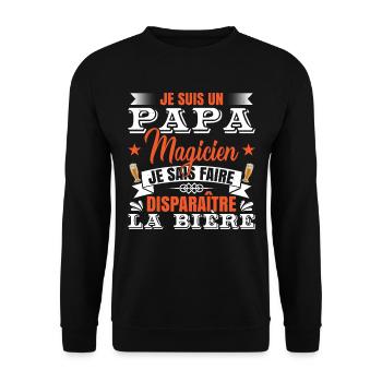Je Suis Un Papa Magicien | Fête Des Pères - Sweat-shirt Unisexe - noir - Devant - Alina (178cm) & Michal (187cm)
