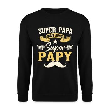 Papa Papy Grand-Père - Sweat-shirt Unisexe - noir - Devant - Alina (178cm) & Michal (187cm)