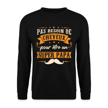 Papa Papy Humour - Sweat-shirt Unisexe - noir - Devant - Alina (178cm) & Michal (187cm)