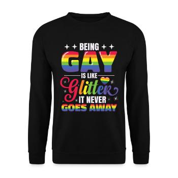 Schwul sein | LGBT-| Regenbogenfarbe | Pride-Monat - Unisex Pullover - Schwarz - Vorne - Alina (178cm) & Michal (187cm)