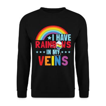 Ich habe Regenbögen in meinen Adern - Unisex Pullover - Schwarz - Vorne - Alina (178cm) & Michal (187cm)
