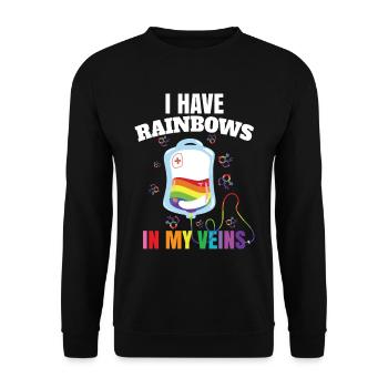 Lustige LGBTQ Regenbogen Pride Schwule Lesbe - Unisex Pullover - Schwarz - Vorne - Alina (178cm) & Michal (187cm)