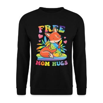 LGBT-| Pride Month | Kostenlose Mama-Umarmungen - Unisex Pullover - Schwarz - Vorne - Alina (178cm) & Michal (187cm)
