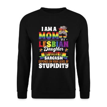 Mama einer lesbischen Tochter Pride Monat - Unisex Pullover - Schwarz - Vorne - Alina (178cm) & Michal (187cm)