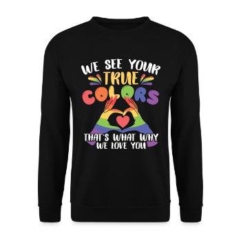 Pride Month LGBTQ Familie - Unisex Pullover - Schwarz - Vorne - Alina (178cm) & Michal (187cm)
