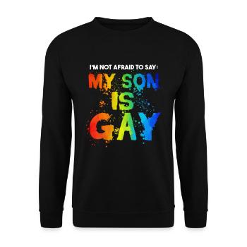 Mein Sohn ist schwul - Unisex Pullover - Schwarz - Vorne - Alina (178cm) & Michal (187cm)