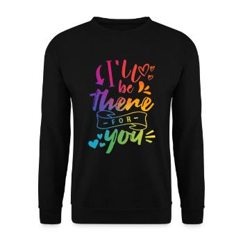 LGBT Herz Regenbogenfarbe - Unisex Pullover - Schwarz - Vorne - Alina (178cm) & Michal (187cm)