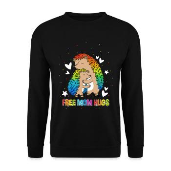 Kostenlose Mama-Umarmungen - Unisex Pullover - Schwarz - Vorne - Alina (178cm) & Michal (187cm)