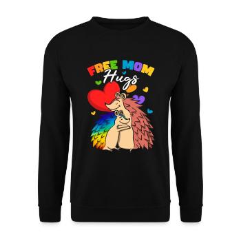 Kostenlose Mama-Umarmungen | Pride Month | Schwule Community - Unisex Pullover - Schwarz - Vorne - Alina (178cm) & Michal (187cm)