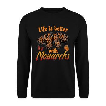 Citation du papillon monarque - Sweat-shirt Unisexe - noir - Devant - Alina (178cm) & Michal (187cm)