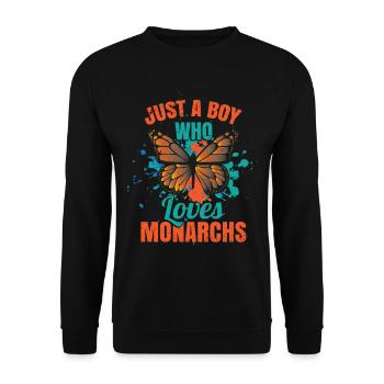Nur ein Junge, der Monarchen liebt - Unisex Pullover - Schwarz - Vorne - Alina (178cm) & Michal (187cm)