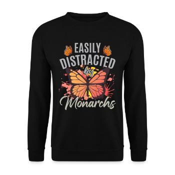 Leicht von Monarchen abgelenkt - Unisex Pullover - Schwarz - Vorne - Alina (178cm) & Michal (187cm)