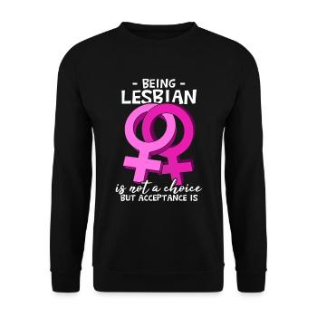 Lesbisch zu sein ist keine Wahl - Unisex Pullover - Schwarz - Vorne - Alina (178cm) & Michal (187cm)