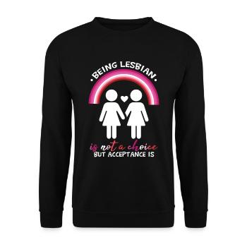 Lesbian Quote LGBT Pride Lesbian Rainbow Flag - Unisex Sweatshirt - black - Front - Alina (178cm) & Michal (187cm)