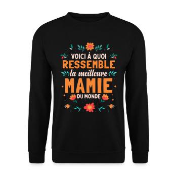Voici À Quoi Ressemble La Meilleure Mamie Du Monde - Sweat-shirt Unisexe - noir - Devant - Alina (178cm) & Michal (187cm)
