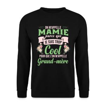 On M'Appelle Mamie Grand-Mère - Sweat-shirt Unisexe - noir - Devant - Alina (178cm) & Michal (187cm)