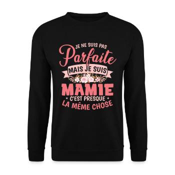 Famille Mamie Cadeau Grand-Maman Mémère - Sweat-shirt Unisexe - noir - Devant - Alina (178cm) & Michal (187cm)