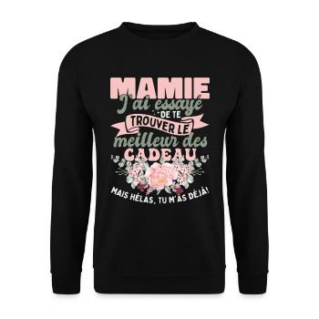 Fête Des Mères Mamie Cadeau Grand-Maman Mémé - Sweat-shirt Unisexe - noir - Devant - Alina (178cm) & Michal (187cm)
