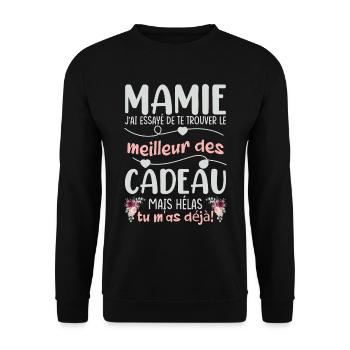 Mamie Cadeau - Sweat-shirt Unisexe - noir - Devant - Alina (178cm) & Michal (187cm)