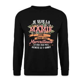 Mamie D'Une Petite-Fille Mémé Mamé - Sweat-shirt Unisexe - noir - Devant - Alina (178cm) & Michal (187cm)