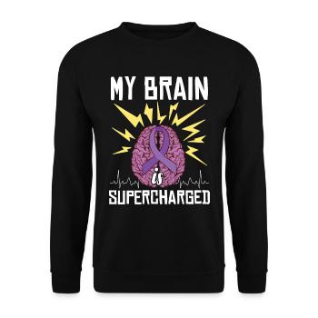 Epilepsy Awareness Clothing Purple Ribbon - Unisex Sweatshirt - black - Front - Alina (178cm) & Michal (187cm)