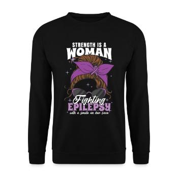 Stärke ist eine Frau, die Epilepsie bekämpft - Unisex Pullover - Schwarz - Vorne - Alina (178cm) & Michal (187cm)
