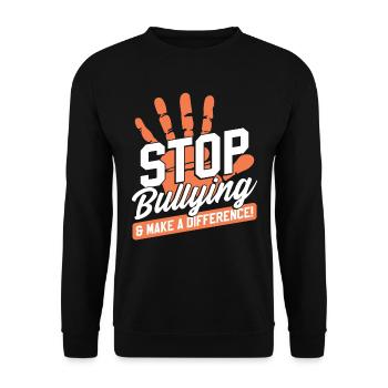 Anti-Mobbing Orange Mobbing Bewusstsein - Unisex Pullover - Schwarz - Vorne - Alina (178cm) & Michal (187cm)