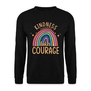 Freundlichkeit braucht Mut | Anti-Mobbing | Tag der Einheit - Unisex Pullover - Schwarz - Vorne - Alina (178cm) & Michal (187cm)