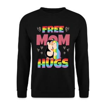 Penguin Free Mom Hugs Pride Month - Unisex Sweatshirt - black - Front - Alina (178cm) & Michal (187cm)