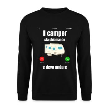 Caravane | Camping-car | Le campeur appelle - Sweat-shirt Unisexe - noir - Devant - Alina (178cm) & Michal (187cm)