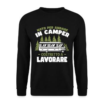 Né pour aller dans un camping-car | Campeur - Sweat-shirt Unisexe - noir - Devant - Alina (178cm) & Michal (187cm)