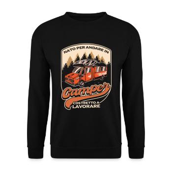 Wohnmobil | Camping | Wohnmobil | Karawane - Unisex Pullover - Schwarz - Vorne - Alina (178cm) & Michal (187cm)