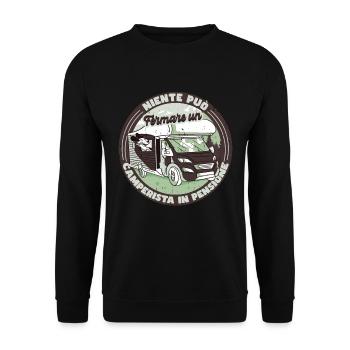 Nichts kann einen Camper aufhalten - Unisex Pullover - Schwarz - Vorne - Alina (178cm) & Michal (187cm)